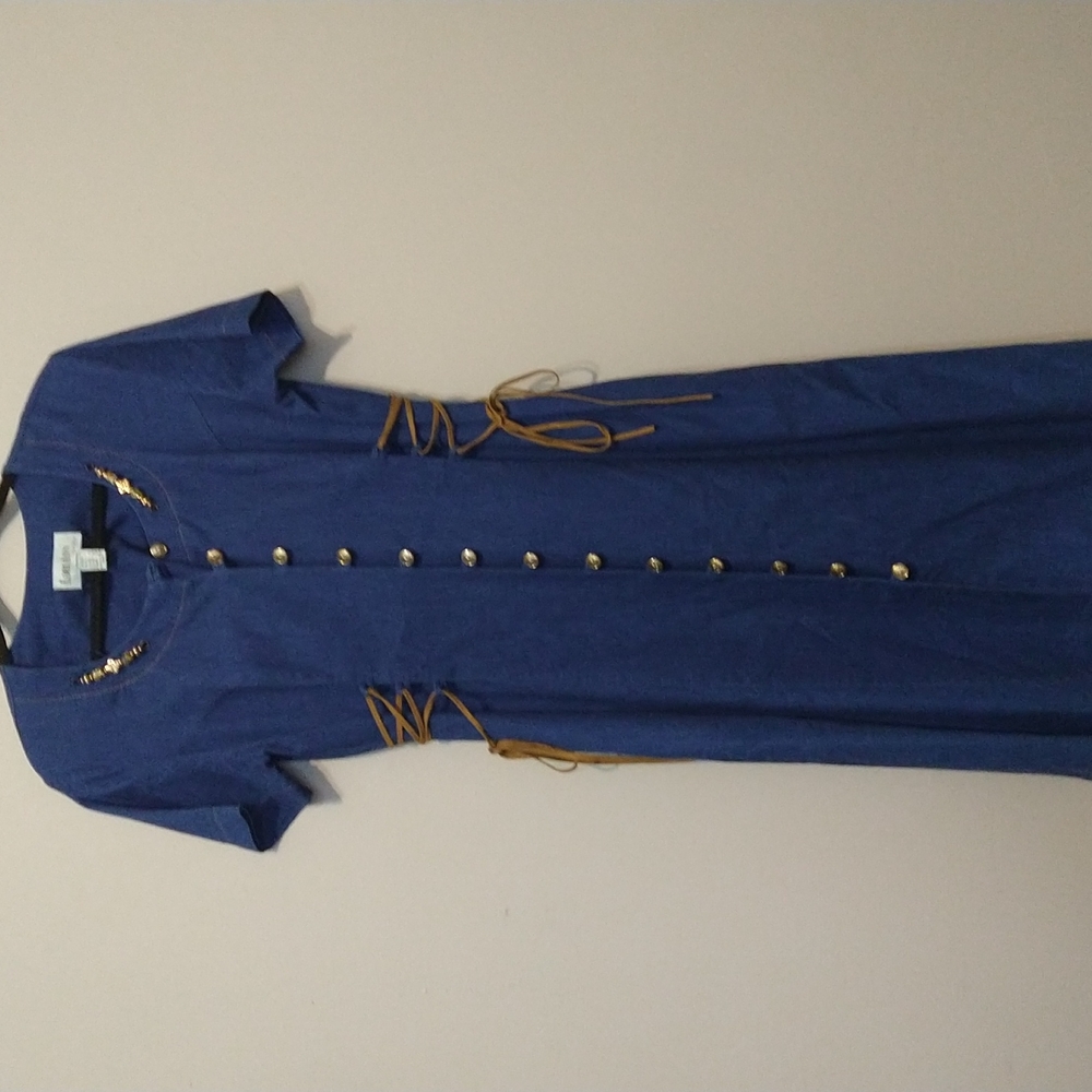 Denim dress with Golden Buttons by Lori Ann Montréal